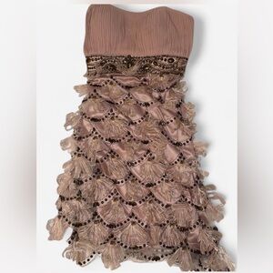 SUE WONG beaded champagne pink mini dress!